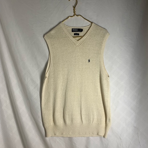 Polo Ralph Lauren Linen Cotton Blend Sweater Vest Beige Size M - Picture 1 of 6